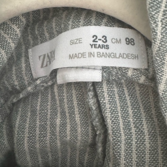 Zara Toddler Boy Striped Linen Blend Overalls 2-3y - Picture 2 of 4